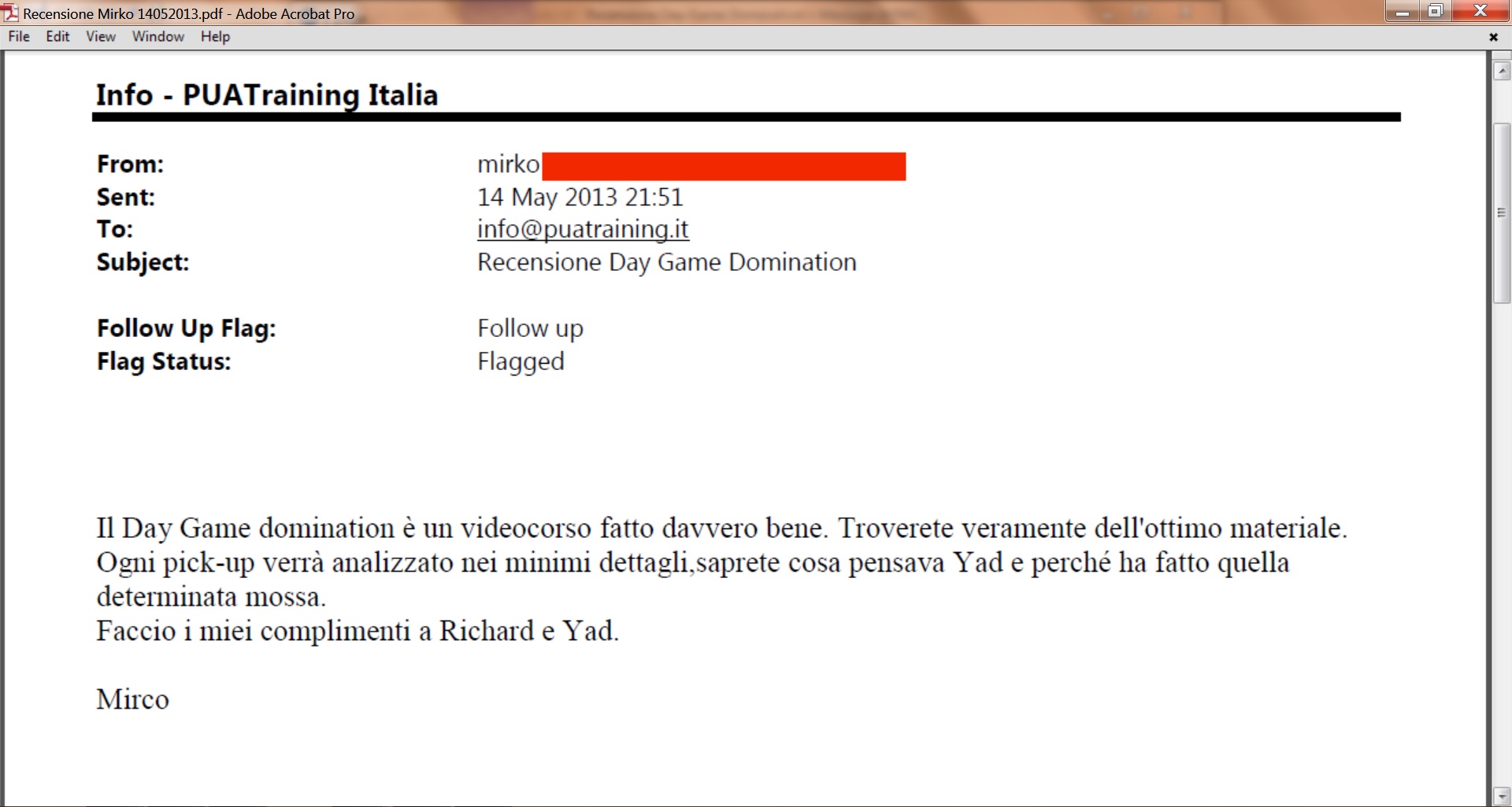 Recensione Day Game Domination - Mirco 14/05/2013