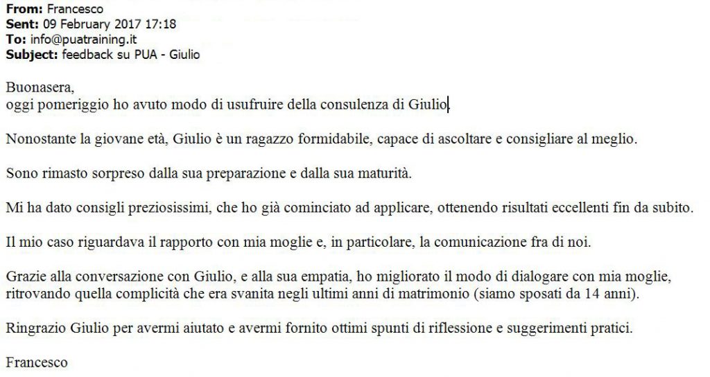 recensione consulenza Skype Novembre 2016 - Francesco