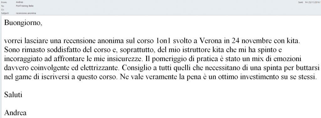 feedback 1on1 24 Novembre 2016 a Verona - Andrea