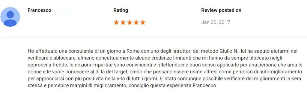 recensione 1on1 Roma - 14 Gennaio 2017 - Francesco
