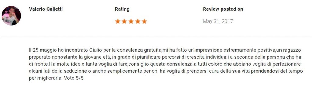 recensione dopo consulenza gratuita Maggio 2017 - Valerio