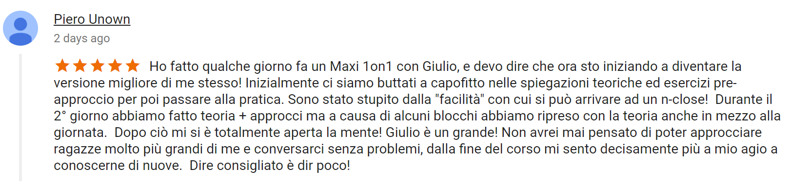 recensione maxi 1on1 Roma 20 Ottobre 2017 - Piero