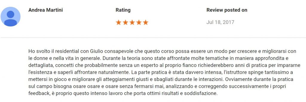 recensione dal residenziale di Roma Luglio 2017