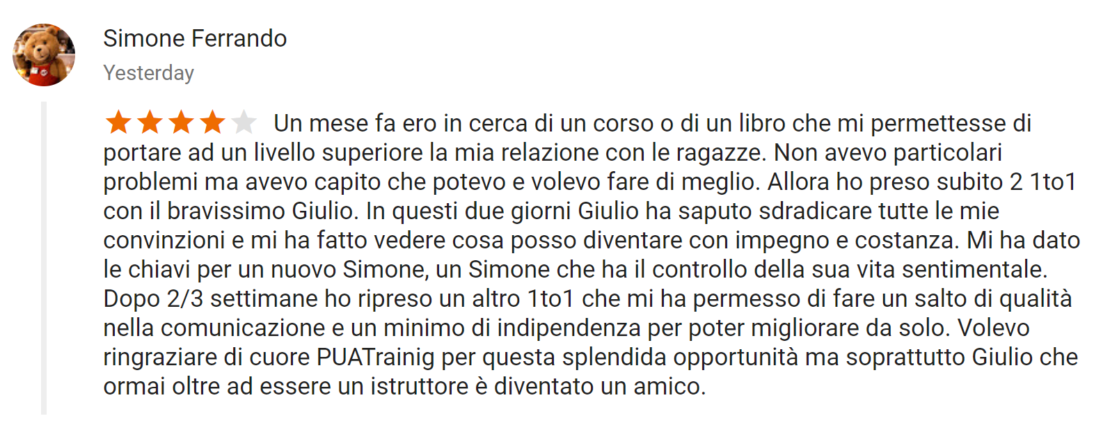 recensione triplo 1on1 Roma - Ottobre-2017 - Simone