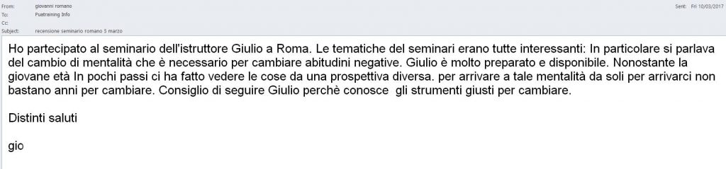 seminario Roma Marzo 2017 - recensione Giovanni