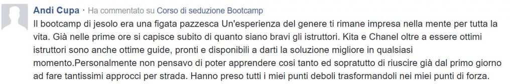 feedback Bootcamp 4-6 Agosto 2017 Jesolo - Andi