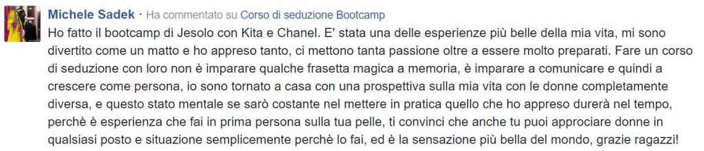 feedback Bootcamp 4-6 Agosto 2017 Jesolo - Michele