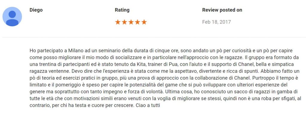 recensione dal seminario di Milano del 12 Febbraio 2017 - Diego