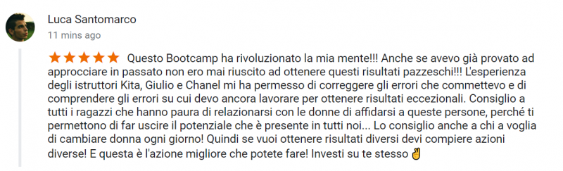 recensione bootcamp Torino 7-8 Aprile 2018 - Luca