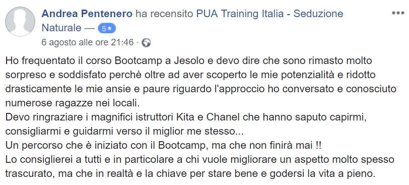 recensione bootcamp Jesolo 2018 - Andrea