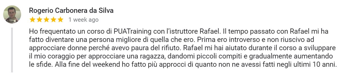 recensione Rogerio (corsista di Rafael / PUATraining Brasile)