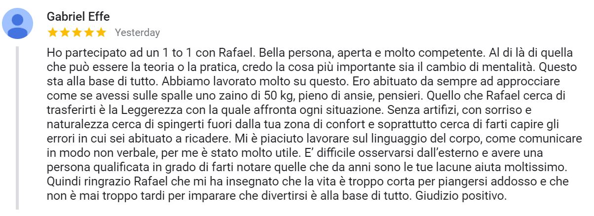 recensione Gabriel  1on1 Brescia - Novembre 2018