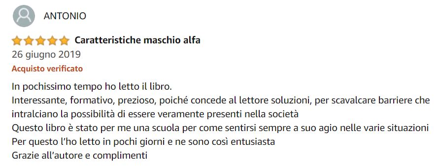 recensione Amazon Antonio (sulla versione cartacea)