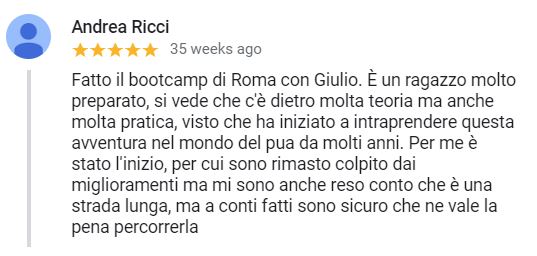 recensione Andrea Bootcamp Roma - Ottobre 2018