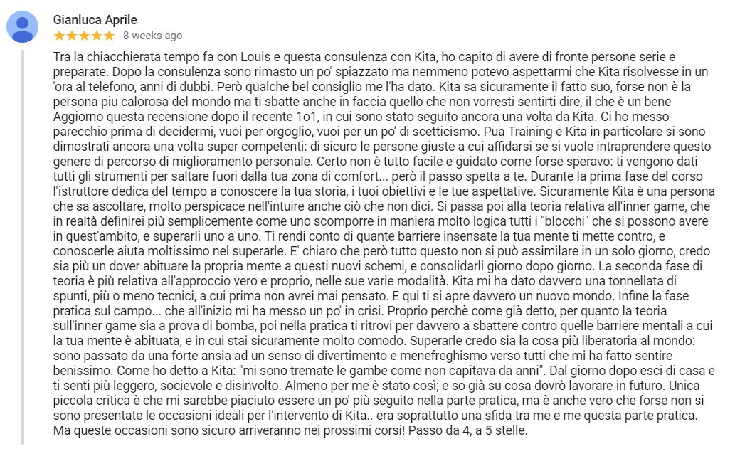 recensione consulenza 1on1 Maggio 2019 (dopo consulenza Skype) - Gianluca