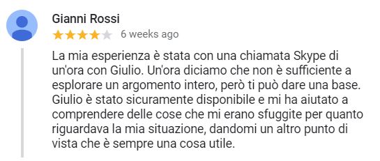 recensione Gianni consulenza 1 ora - Giugno 2019